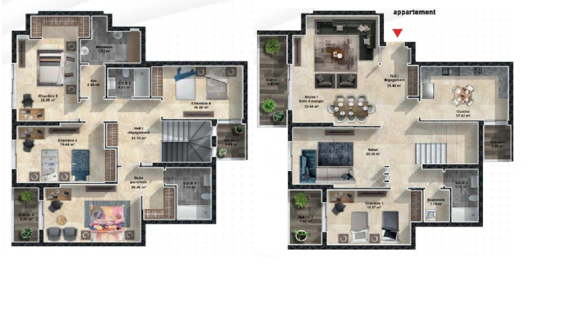 plan duplex résidence floria AMK HEBBACHE IMMOBILIER PROMOTION